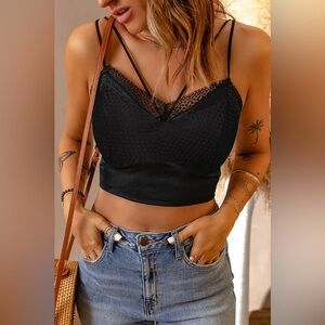 BKE‎ ~Black Lace Trim Bralette Cami Top Large